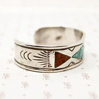 Handsome Signed Silver Cuff with Inlay
