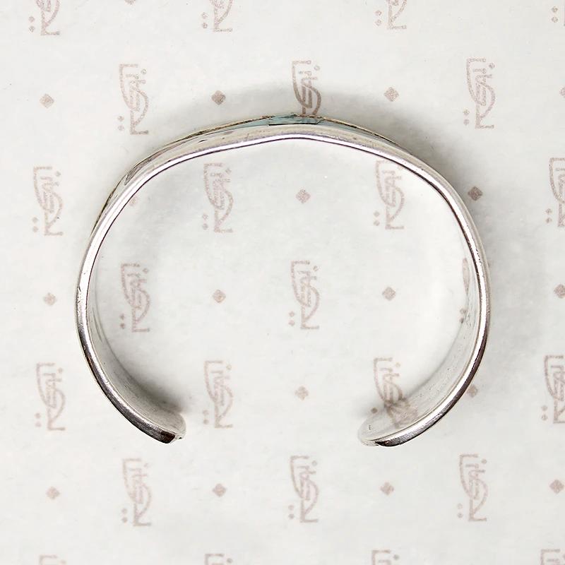 Handsome Signed Silver Cuff with Inlay