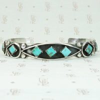 Zuni Cuff with Turquoise & Silver Overlay by Escalio
