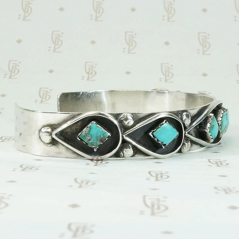 Zuni Cuff with Turquoise & Silver Overlay by Escalio