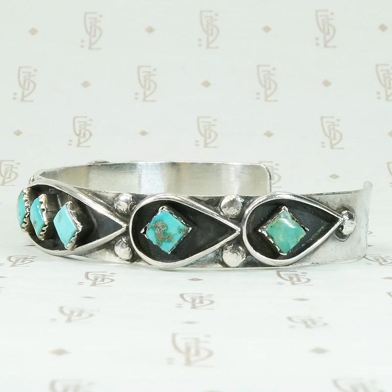 Zuni Cuff with Turquoise & Silver Overlay by Escalio