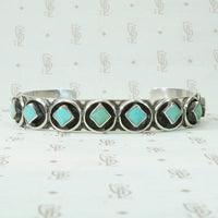 Slim Silver & Turquoise Cuff by Zuni Artist Cachini