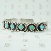 Slim Silver & Turquoise Cuff by Zuni Artist Cachini