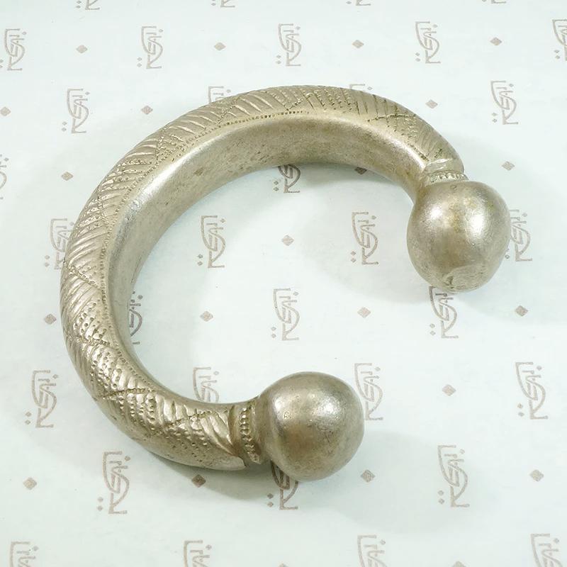 Chunky African Engraved White Brass Cuff
