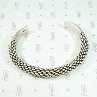 Edgy Woven Silver Cuff Bracelet