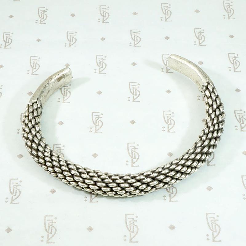 Edgy Woven Silver Cuff Bracelet
