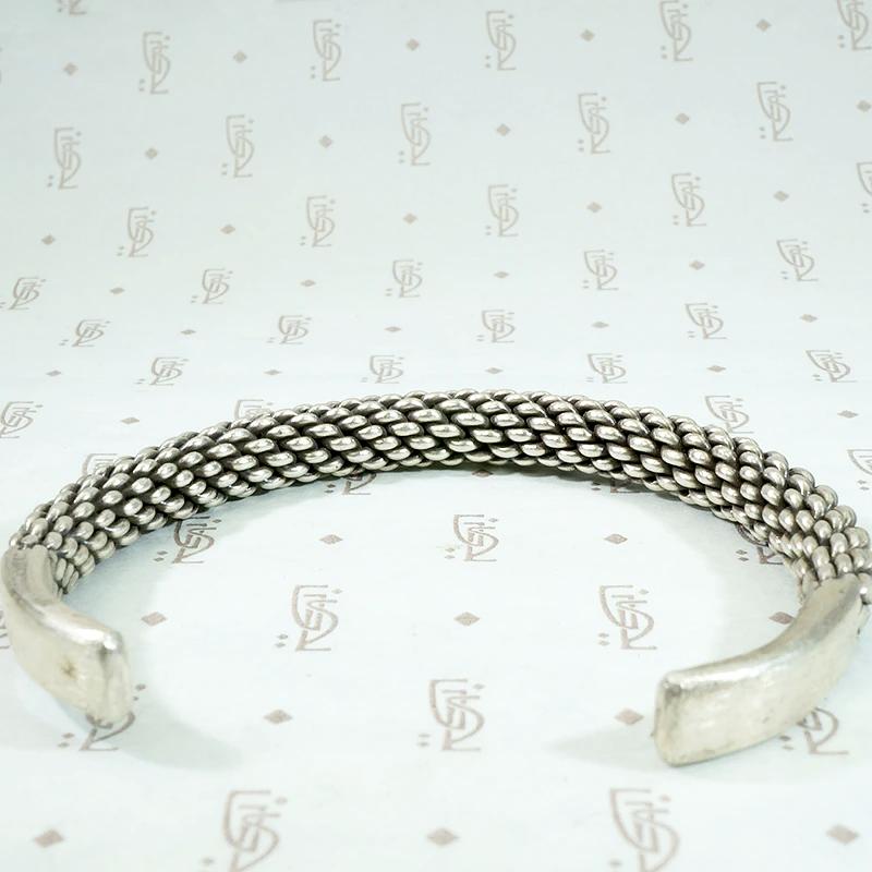 Edgy Woven Silver Cuff Bracelet