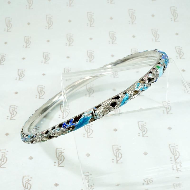 Exquisite Pierced & Enameled Chinese Bangle