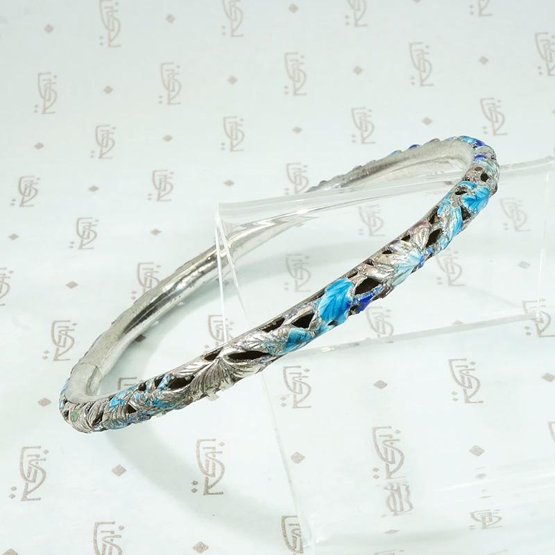 Exquisite Pierced & Enameled Chinese Bangle