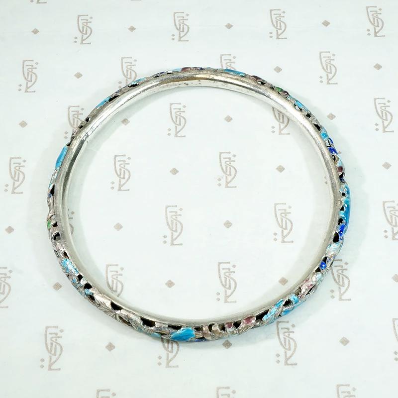 Exquisite Pierced & Enameled Chinese Bangle