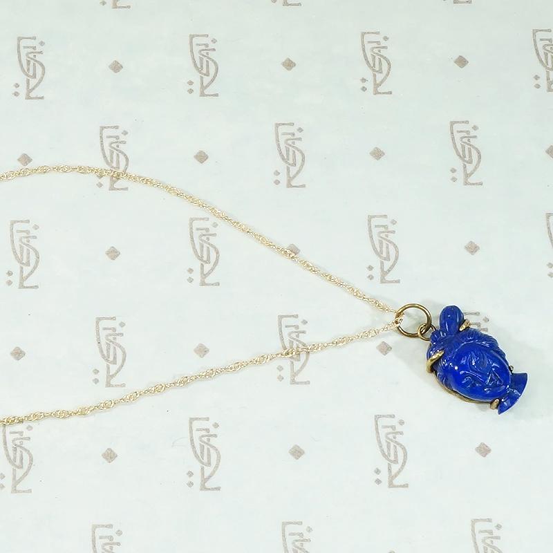 Carved Lapis Guanyin Pendant