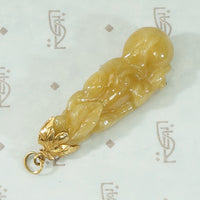 Deightful and Fun Carved Jade Squirrel and Fruit