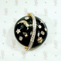 Celestial Planet Brooch Spangled with Swarovski Crystals