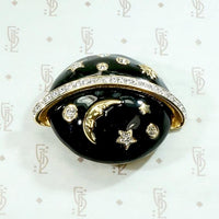 Celestial Planet Brooch Spangled with Swarovski Crystals