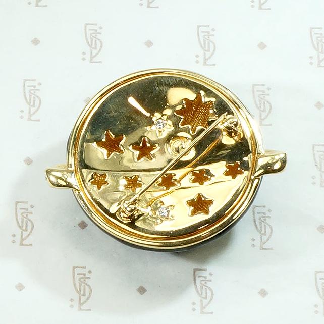 Celestial Planet Brooch Spangled with Swarovski Crystals