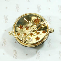 Celestial Planet Brooch Spangled with Swarovski Crystals