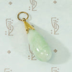 Graceful Green Jade Drop with Scalloped Gold