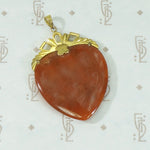 Amazing Gold Topped Red Jade Heart