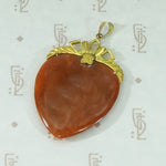 Amazing Gold Topped Red Jade Heart