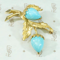 1960's Persian Turquoise 14k Yellow Gold Brooch