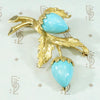 1960's Persian Turquoise 14k Yellow Gold Brooch