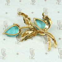 1960's Persian Turquoise 14k Yellow Gold Brooch