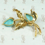 1960's Persian Turquoise 14k Yellow Gold Brooch