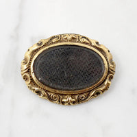 Sentimental Brunette Hair Work Brooch c. 1850