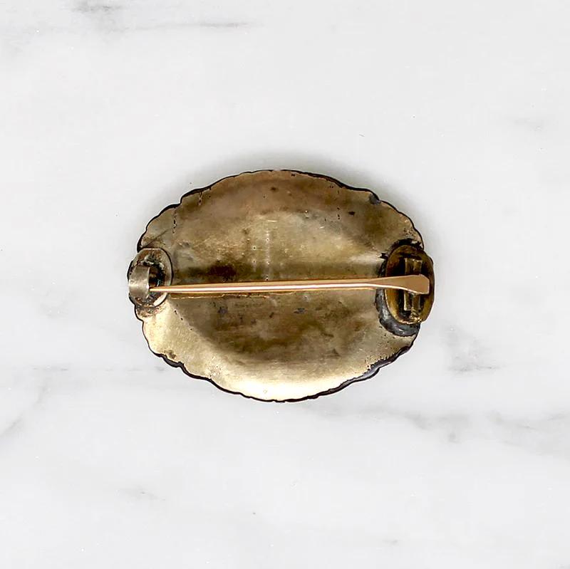 Sentimental Brunette Hair Work Brooch c. 1850