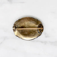 Sentimental Brunette Hair Work Brooch c. 1850