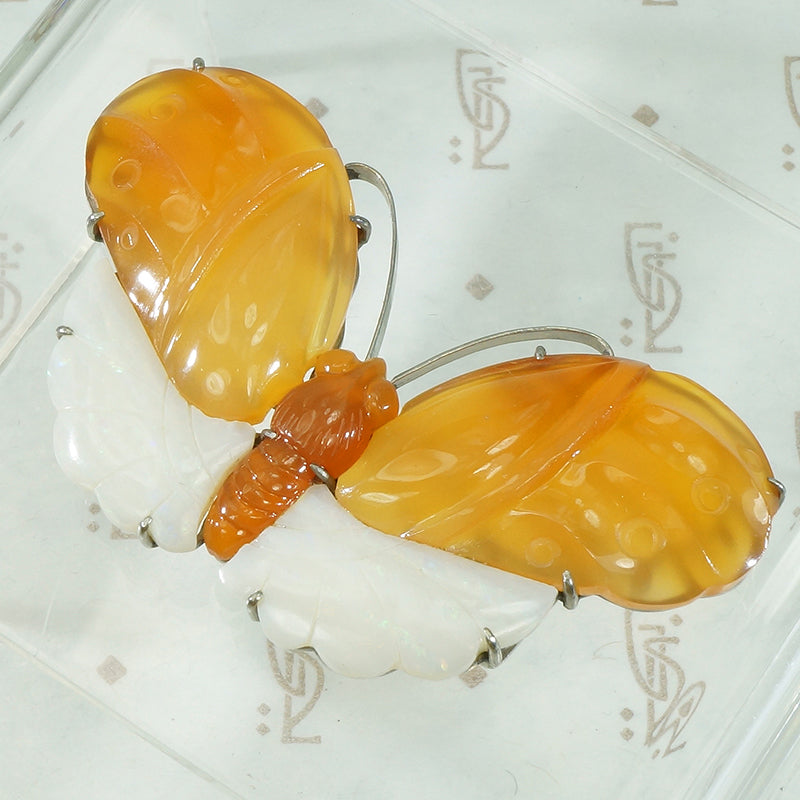 Glorious Red Jade and Opal Butterfly