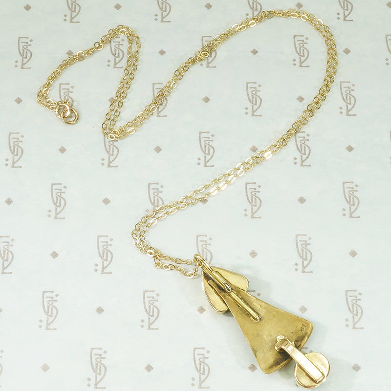 Turquoise and Gold Mid Century Pendant