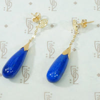 Rich Blue Lapis and Gold Drop Earrings