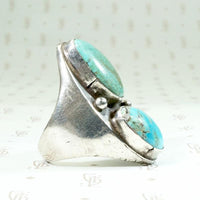 Distinctive Design Blue & Green Turquoise Silver Ring