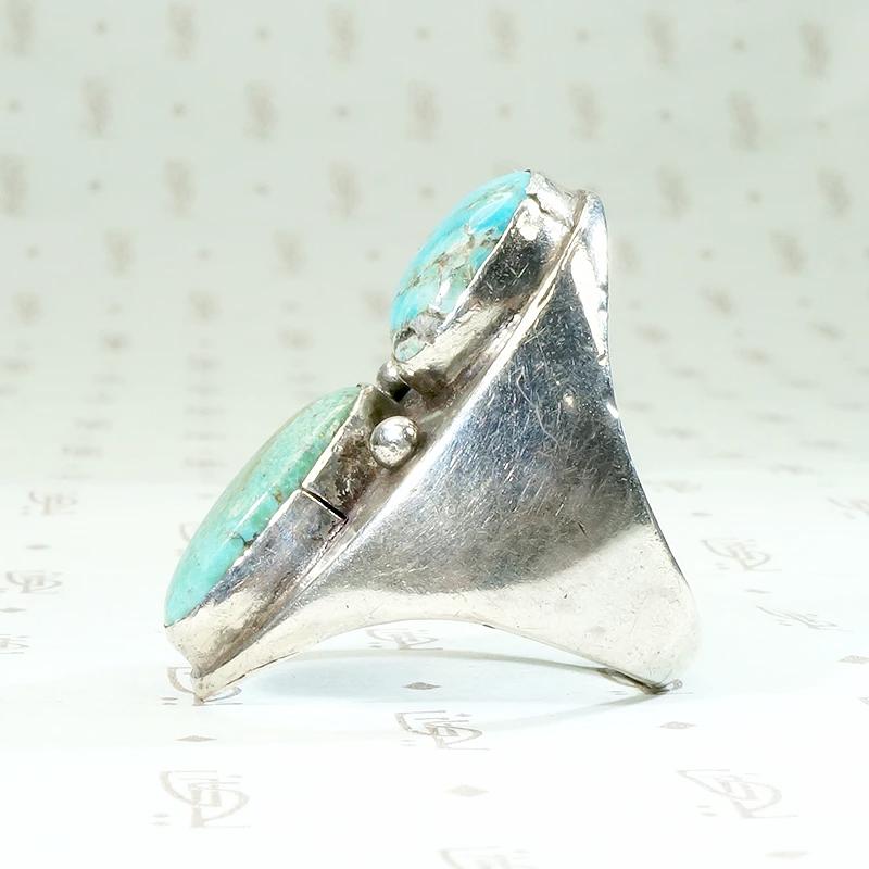 Distinctive Design Blue & Green Turquoise Silver Ring