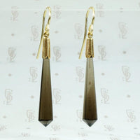 Faceted Smoky Quartz Drop Earrings in 18k Gold