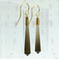 Faceted Smoky Quartz Drop Earrings in 18k Gold