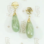 Mossy Green Jade Vintage Drop Earrings