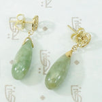 Mossy Green Jade Vintage Drop Earrings