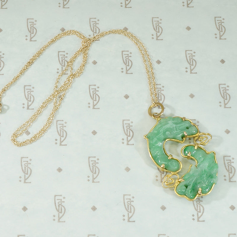 Double Dragon Jade Pendant