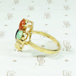 Gold Tri Color Jade Ring