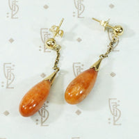 Red Jade Vintage Pendant Drop Earrings