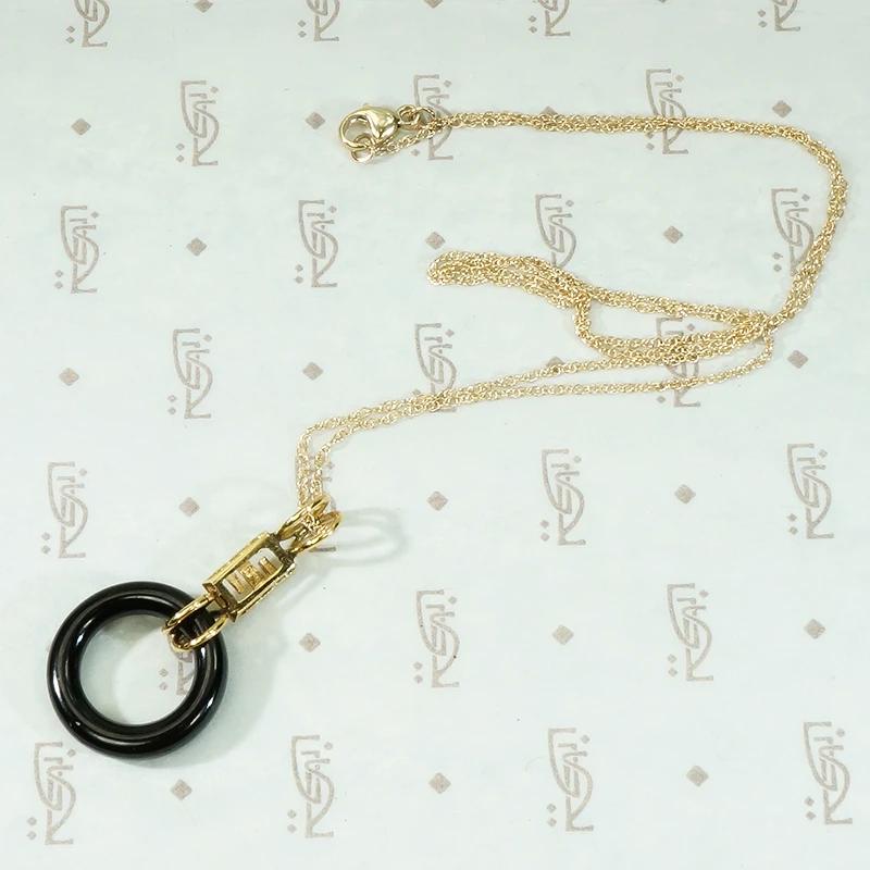 Black Jade and Gold Pendant
