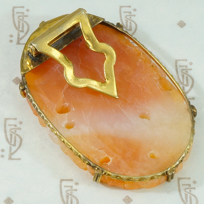 Carved Orange Jade Deco Dress Clip