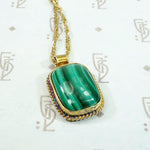 Gorgeous Malachite Pendant in Rich Silver Gilt