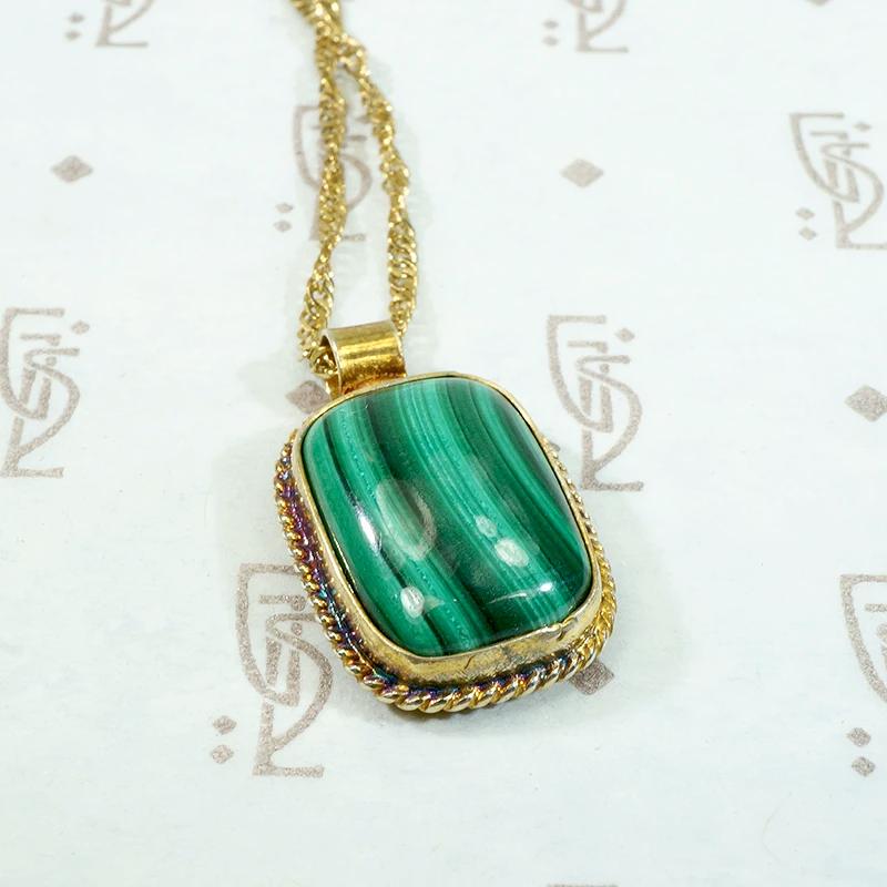 Gorgeous Malachite Pendant in Rich Silver Gilt