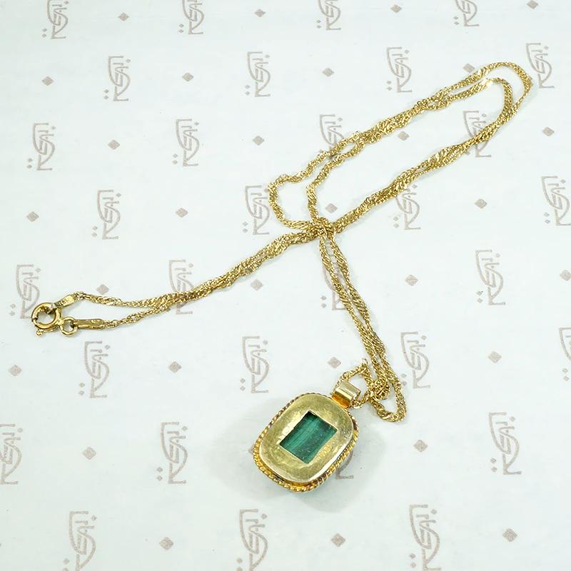 Gorgeous Malachite Pendant in Rich Silver Gilt