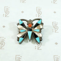 Endearing Little Zuni Inlay Butterfly Pin