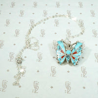 Vivacious Butterfly Brooch/Pendant with Turquoise Inlay