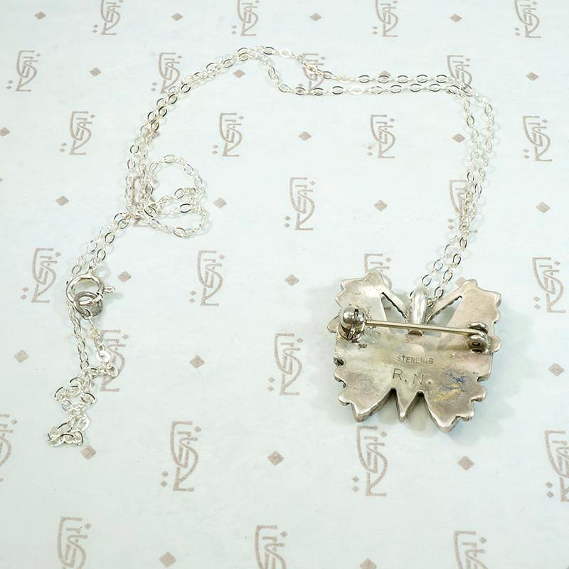 Vivacious Butterfly Brooch/Pendant with Turquoise Inlay